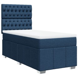 Sommier à lattes de lit avec matelas Bleu 90x190 cm Tissu 