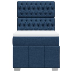 Sommier à lattes de lit avec matelas Bleu 90x190 cm Tissu 