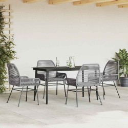 Ensemble à manger jardin coussins 5 pcs gris poly rotin verre 