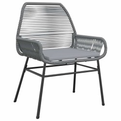 Ensemble à manger jardin coussins 5 pcs gris poly rotin verre 