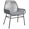 Ensemble à manger jardin coussins 5 pcs gris poly rotin verre 