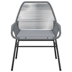 Ensemble à manger jardin coussins 5 pcs gris poly rotin verre 