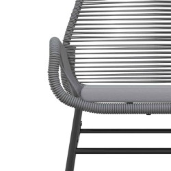 Ensemble à manger jardin coussins 5 pcs gris poly rotin verre 