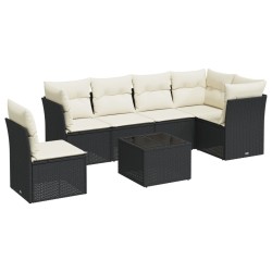Salon de jardin 6 pcs avec coussins marron résine tressée 