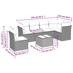 Salon de jardin 6 pcs avec coussins marron résine tressée 