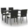 Ensemble à manger de jardin coussins 5pcs Noir Résine tressée 
