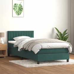 Sommier à lattes de lit et matelas vert foncé 90x220 cm velours 