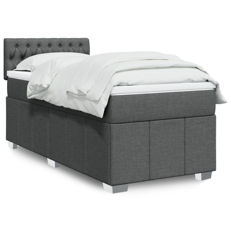 Sommier à lattes de lit avec matelas Gris foncé 80x200 cm Tissu 