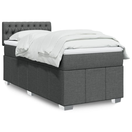 Sommier à lattes de lit avec matelas Gris foncé 80x200 cm Tissu 