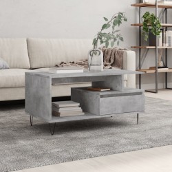 Table basse Gris béton 90x49x45 cm Bois d'ingénierie 