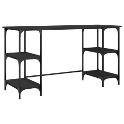 Bureau noir 140x50x75 cm métal et bois d'ingénierie 