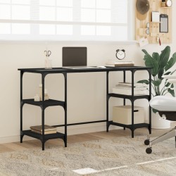 Bureau noir 140x50x75 cm métal et bois d'ingénierie 
