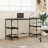 Bureau noir 140x50x75 cm métal et bois d'ingénierie 