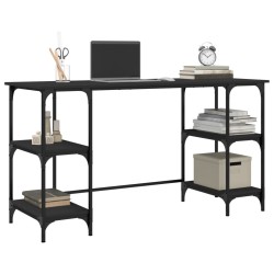 Bureau noir 140x50x75 cm métal et bois d'ingénierie 