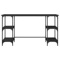 Bureau noir 140x50x75 cm métal et bois d'ingénierie 