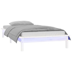 Cadre de lit à LED sans matelas blanc 100x200 cm bois massif 