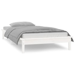Cadre de lit à LED sans matelas blanc 100x200 cm bois massif 