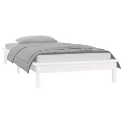 Cadre de lit à LED sans matelas blanc 100x200 cm bois massif 