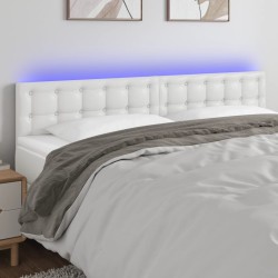 Tête de lit à LED Blanc 160x5x78/88 cm Similicuir 