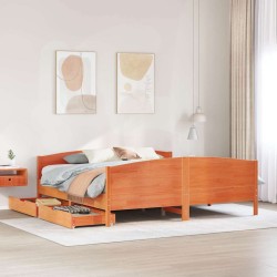 Cadre de lit sans matelas cire marron 200x200cm bois pin massif 
