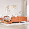 Cadre de lit sans matelas cire marron 200x200cm bois pin massif 