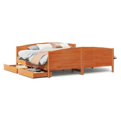 Cadre de lit sans matelas cire marron 200x200cm bois pin massif 