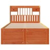 Lit bibliothèque sans matelas cire marron 135x190 cm pin massif 