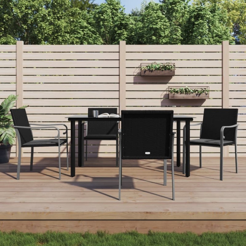 Ensemble à manger de jardin 5 pcs coussins résine tressée acier 