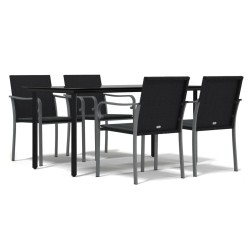 Ensemble à manger de jardin 5 pcs coussins résine tressée acier 
