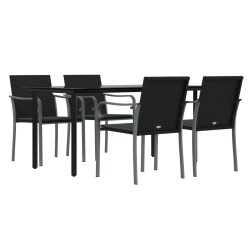Ensemble à manger de jardin 5 pcs coussins résine tressée acier 