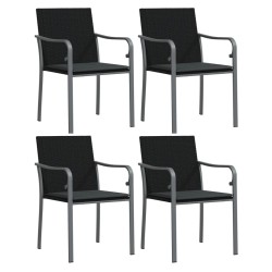 Ensemble à manger de jardin 5 pcs coussins résine tressée acier 