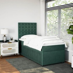Sommier à lattes de lit et matelas Vert foncé 80x200 cm Velours 