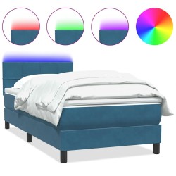 Sommier à lattes de lit et matelas bleu foncé 90x220 cm velours 