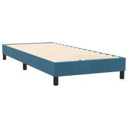 Sommier à lattes de lit et matelas bleu foncé 90x220 cm velours 