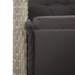 Ensemble de bistro 3 pcs et coussins gris clair résine tressée 