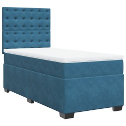 Sommier à lattes de lit avec matelas bleu 80x200 cm velours 