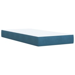 Sommier à lattes de lit avec matelas bleu 80x200 cm velours 