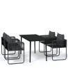 Ensemble à manger de jardin 5 pcs Noir 