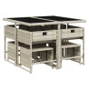 Ensemble à manger de jardin et coussins 9 pcs gris clair rotin 