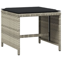 Ensemble à manger de jardin et coussins 9 pcs gris clair rotin 