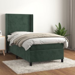 Sommier à lattes de lit avec matelas Vert foncé 90x190 cm 