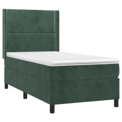 Sommier à lattes de lit avec matelas Vert foncé 90x190 cm 