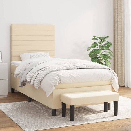 Sommier à lattes de lit avec matelas Crème 100x200 cm Tissu 