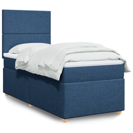 Sommier à lattes de lit avec matelas Bleu 80x200 cm Tissu 