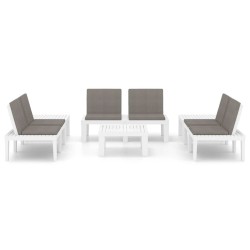 Salon de jardin 6 pcs avec coussins Plastique Blanc 