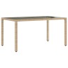 Ensemble à manger de jardin et coussins 5 pcs beige rotin verre 