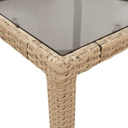 Ensemble à manger de jardin et coussins 5 pcs beige rotin verre 