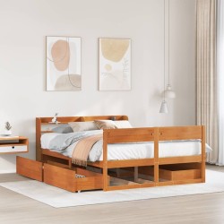 Cadre de lit sans matelas cire marron 120x200cm bois pin massif 