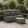 Salon de jardin 4 pcs avec coussins Gris Résine tressée 