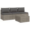 Salon de jardin 4 pcs avec coussins Gris Résine tressée 